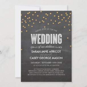 Invitation VINTAGE MARIAGE or parties scintillant confetti ta