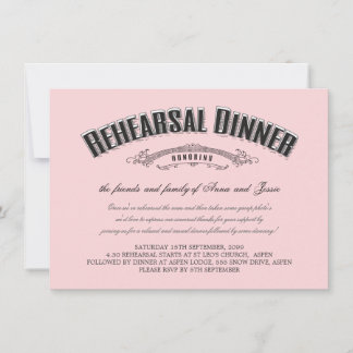Invitation Vintage Mariage rose doux Dîner de répétition Invi