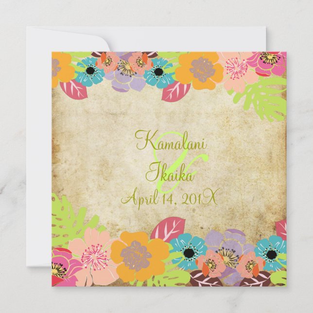 Invitation Vintage mariage tropical Ajouter votre arrière - p (Devant)