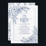 Invitation Vintage Marine Blue Floral Line Art 60e anniversai<br><div class="desc">Fêtez un jalon dans le style avec notre Vintage Marine Blue Floral Line Art 60th Birthday Invitation. De sa calligraphie en lettré à la ligne vintage en bleu marine, cette invitation donne le ton de votre journée spéciale. Avec le motif floral assorti au verso de chaque carte, chacun sait que...</div>