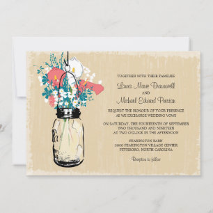 Invitation Vintage Mason Jar Calla Lily Mariage Fleur sauvage