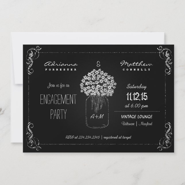 Invitation Vintage MasonJar's Engagement Party (Devant)