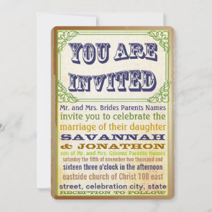 Invitation Vintage Médiéval Vieil Hollywood Navy Cuivre Vert