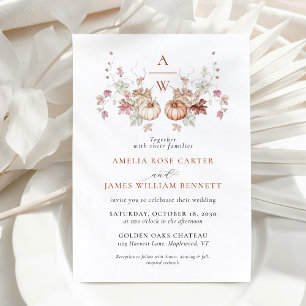 Invitation Vintage Minimaliste Automne Citrouille Vins Mariag