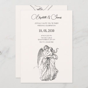 Invitation Vintage minimaliste cupide couple mariage