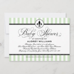 Invitation Vintage Mint Green Fleur de Lis Baby shower frança