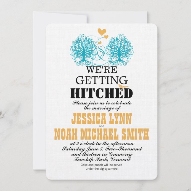 Invitation Vintage Moderne Cute Bird Swirl Tree Mariage (Devant)