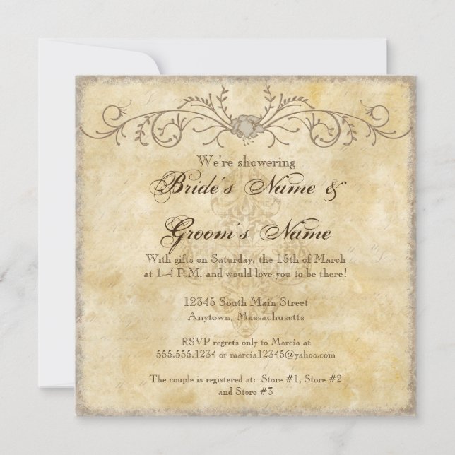 Invitation Vintage moderne tourbillons floraux tourbillons Co (Devant)