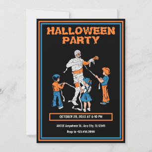 Invitation Vintage momie d'horreur avec les enfants halloween