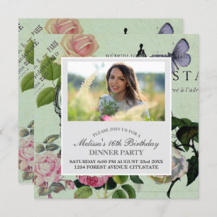 Invitation Vintage Monnaie French Rose Paris