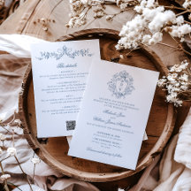 Vintage Monogramme Crête Code QR Tout En Un Mariag