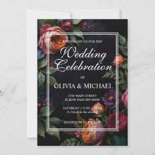 Invitation Vintage moody floral boho roses