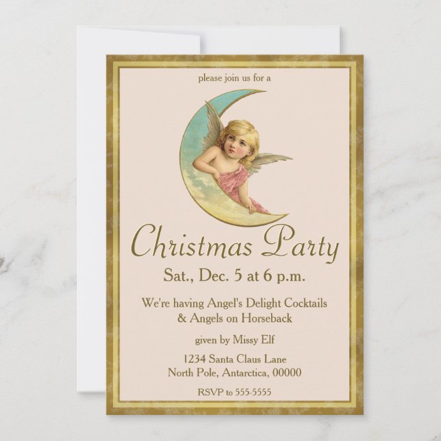 Invitation vintage Moon Angel (Devant)