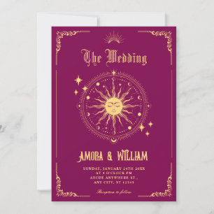 Invitation Vintage Moon Sun symbole d'art boho mariage