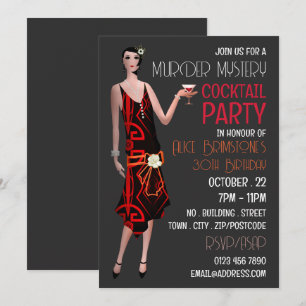 Invitation Vintage Murder Mystery Cocktail Party, Anniversair