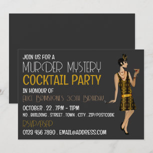 Invitation Vintage Murder Mystery Cocktail Party, Anniversair