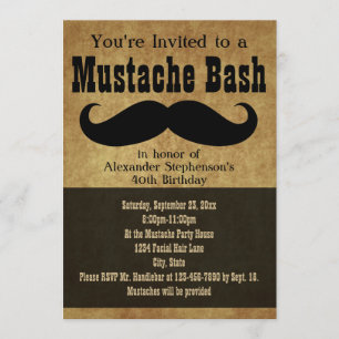 Invitation Vintage Mustache Bash