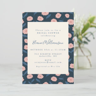 Invitation Vintage Navy Blue Floral Garden Fête des mariées