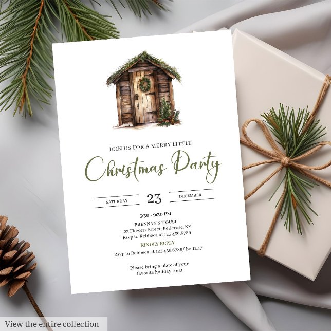 Invitation Vintage Neutral Earthy Minimalist Cozy Xmas Party  (Vintage Neutral Earthy Minimalist Cozy Xmas Party Invitation)