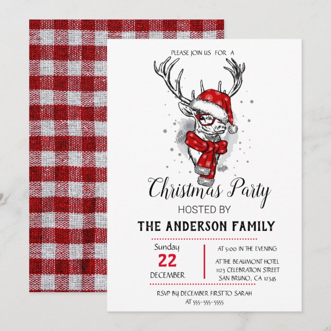 Invitation Vintage Noël (Devant / Derrière)