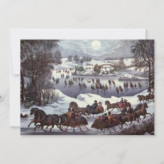 Invitation Vintage Noël, Central Park en hiver