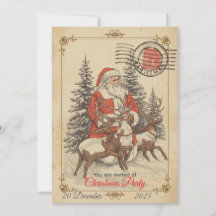 Vintage Noël Fête Plat Dessinée À La Main