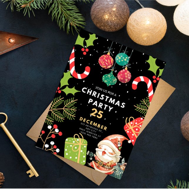 Invitation Vintage Noël Invitation, Soirée de Noël (Créateur téléchargé)