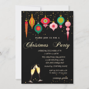 Invitation Vintage Noël Ornements Entreprise Noël