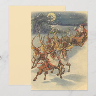 Invitation vintage Noël Père Noël Renne