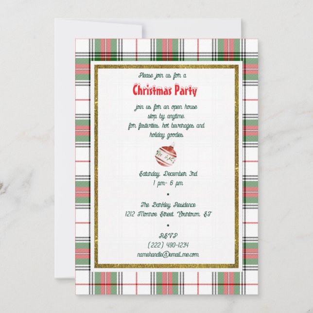 Invitation Vintage Noël Tartan Plaid (Devant)