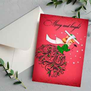 Invitation Vintage Noël verte parties scintillant foulard fil