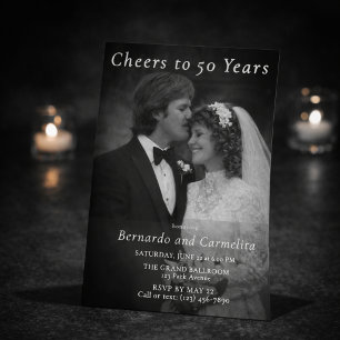 Invitation Vintage Noir Blanc 50 Ans Anniversaire