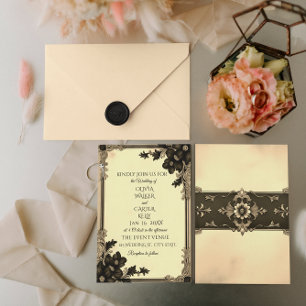 Invitation Vintage Noir Floral Scroll