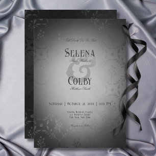 Invitation Vintage noir gothique noir Mariage damassé