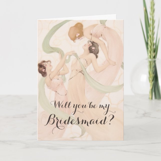 Invitation Vintage Nouveau Will You Be My Bridesmaid (Devant)