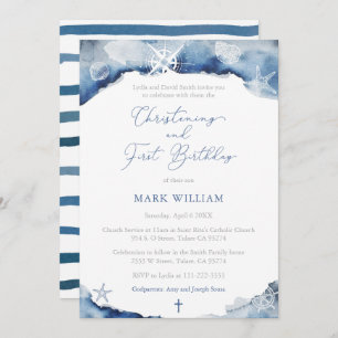 Invitation Vintage Ocean Boy Christening 1er anniversaire