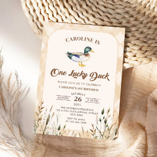 Invitation Vintage One Lucky Duck Balloon 1er anniversaire