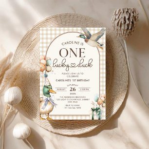 Invitation Vintage One Lucky Duck Balloon 1er anniversaire