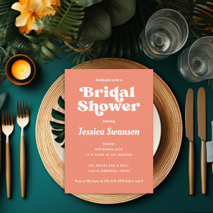 Invitation Vintage Orange Peach Terracotta Retro