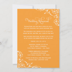 Invitation Vintage Orange Wedding Rehearsal and Dinner