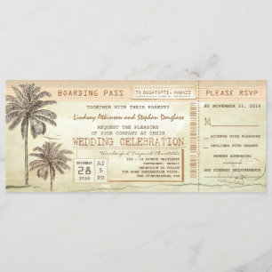 Invitation Vintage Palms Passe Mariage de bateau