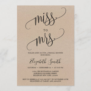 Invitation Vintage papier kraft rustique manquez à mme nuptia