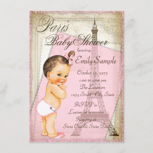 Invitation Vintage Paris Baby Girl Douche