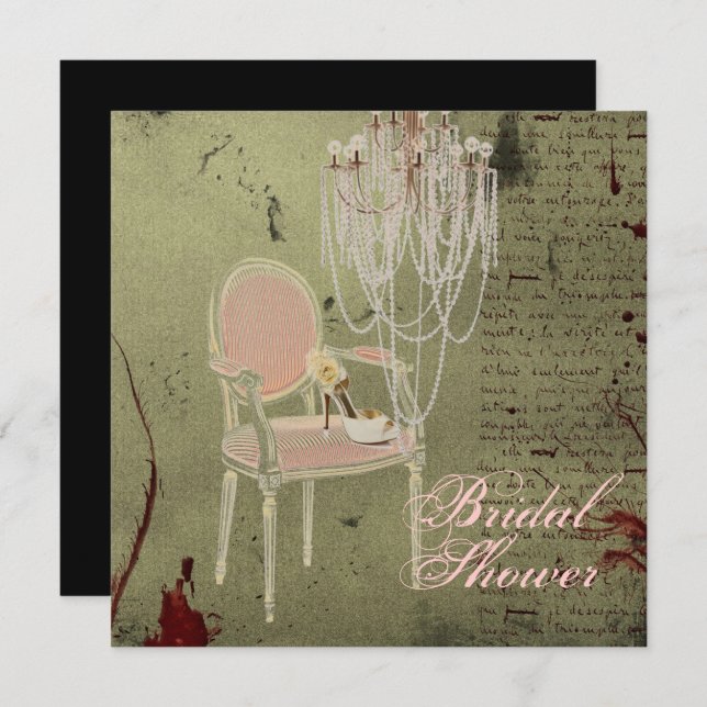 Invitation vintage Paris Chic Douche nuptiale (Devant / Derrière)