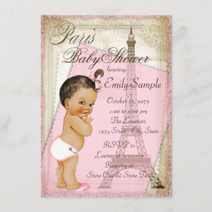 Invitation Vintage Paris Ethnic Baby Girl Douche