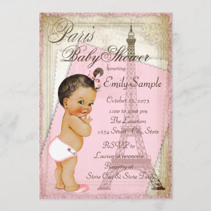 Invitation Vintage Paris Ethnic Baby Girl Douche