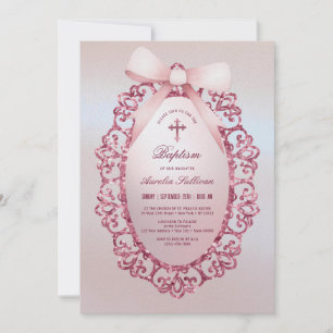 Invitation Vintage Parties scintillant Cadre Bow rose Faux Fo