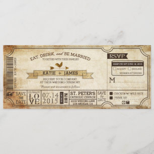 Invitation Vintage Pays Ouest Thématique Mariage de billets
