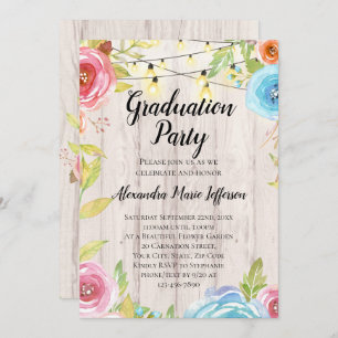 Invitation Vintage Pays Rustique Chaîne Lights Graduation