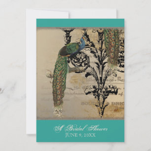 Invitation Vintage Peacock 6 Notes de musique Candelabra Swir